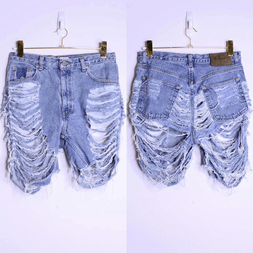 Calvin Klein Distressed Denim Shorts - Medium